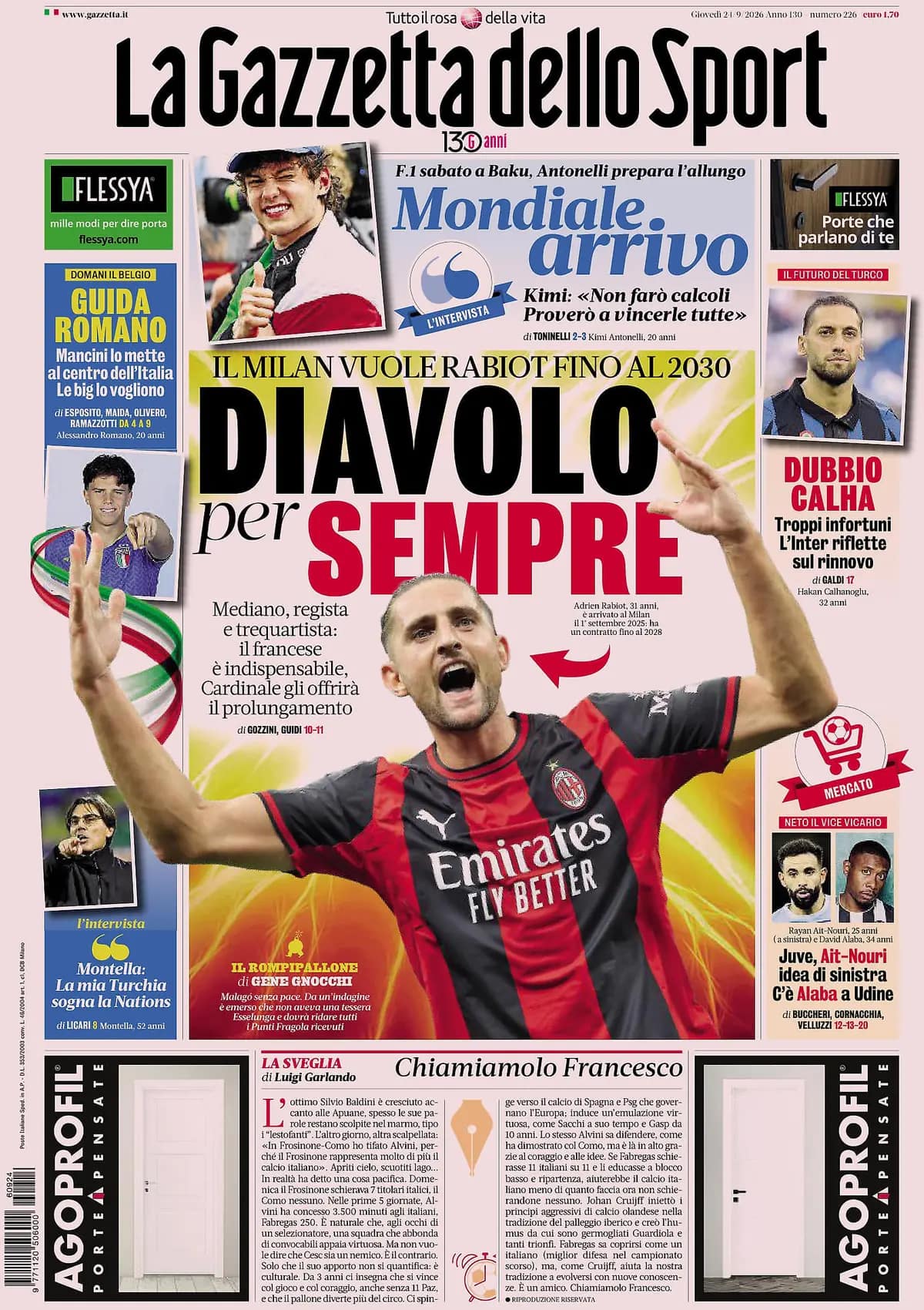 Today’s Papers: Italy unveil Zoma, Udinese sign Alaba, new Juventus goalkeepers Today’s Papers: Italy unveil Zoma, Udinese sign Alaba, new Juventus goalkeepers