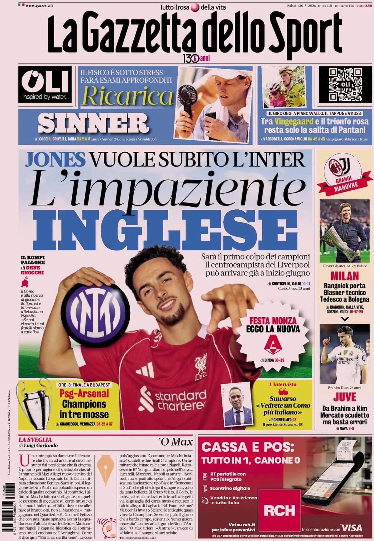 Today’s Papers: Jones wants Inter, Juventus meetings, Champions League final Today’s Papers: Jones wants Inter, Juventus meetings, Champions League final
