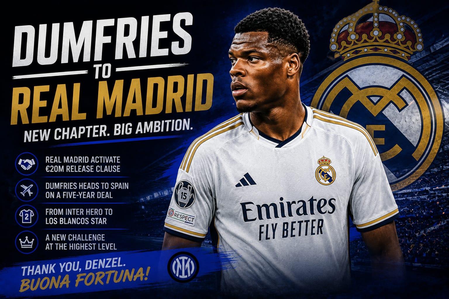 Dumfries to Real Madrid! Dumfries to Real Madrid!