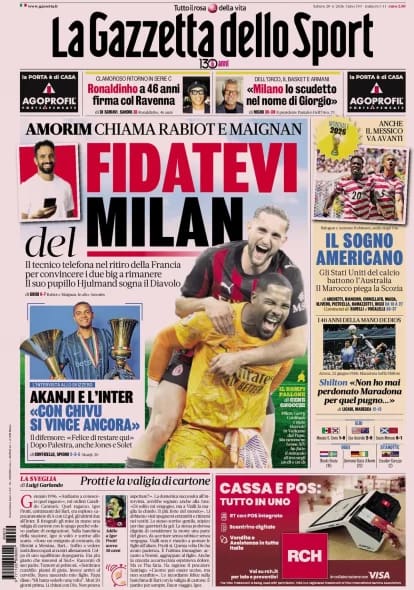 Today’s Papers – Inter move for Paz, Amorim calls Milan stars Today’s Papers – Inter move for Paz, Amorim calls Milan stars