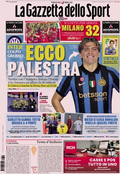 Today’s Papers – Inter set to sign Palestra, Real Madrid angry with Nico Paz Today’s Papers – Inter set to sign Palestra, Real Madrid angry with Nico Paz