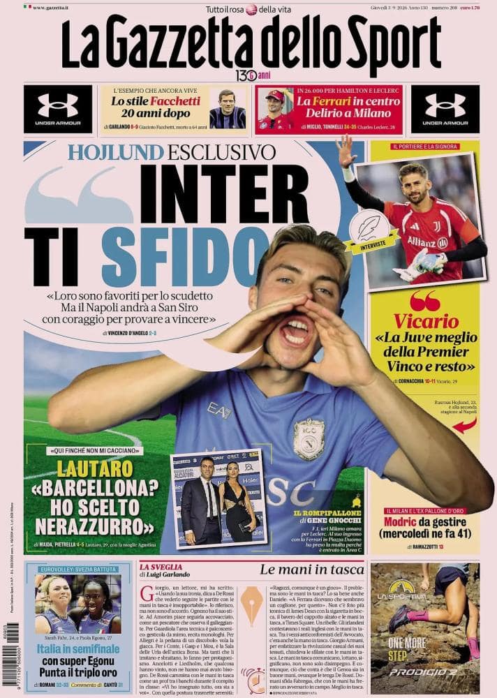 Today’s Papers: Ausilio exit, Hojlund’s warning and Lucumí’s Spalletti vow Today’s Papers: Ausilio exit, Hojlund’s warning and Lucumí’s Spalletti vow